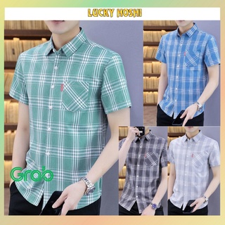 Áo sơ mi nam sọc tay ngắn body ôm dạng sơ mi công sở chuẩn form hàn quốc trẻ trung- MON02
