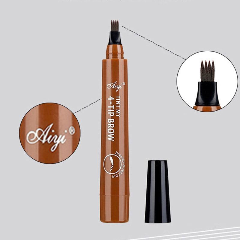 Bút kẻ mày dạng phẩy sợi chống thấm nước thiết kế 4 đầu nhỏ dễ sử dụng