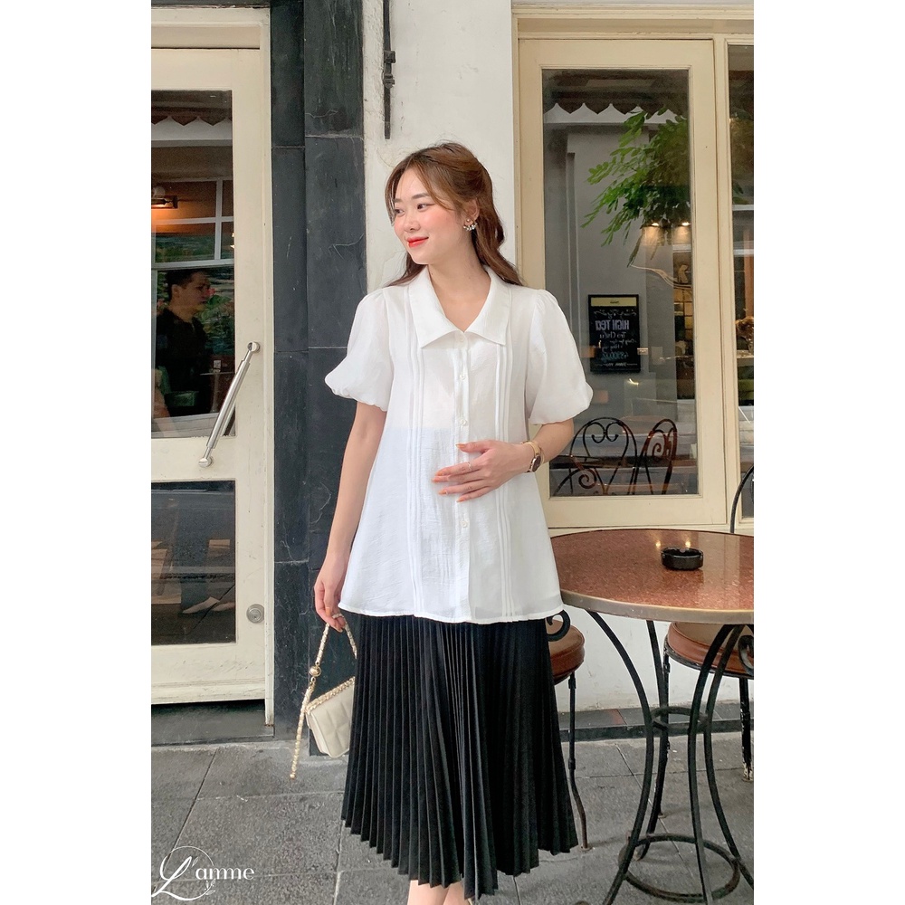 [NEW ARRIVAL] Chân váy bầu công sở dài xếp li quạt có chun rút điều chỉnh vòng bụng thoải mái thiết kế bởi L'amme