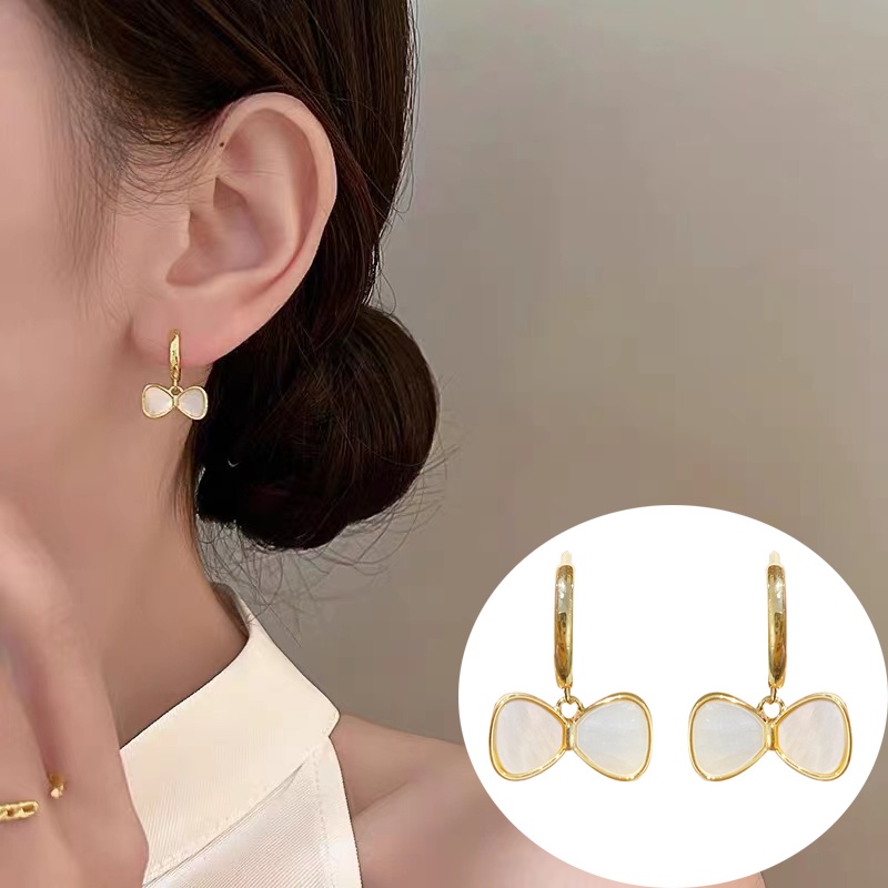 Bông Tai Hình Nơ Vỏ Sò Cao Cấp Thời Trang Mùa Hè Phong Cách Phương Tây Cho Nữ