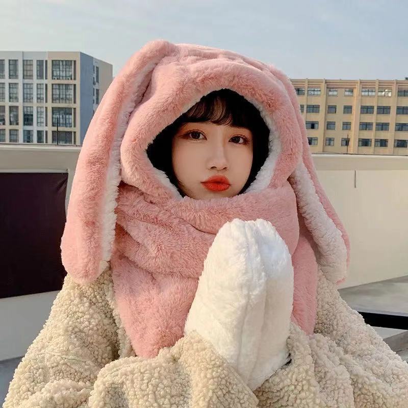 Mũ tai thỏ kèm găng tay dễ thương cho nữ