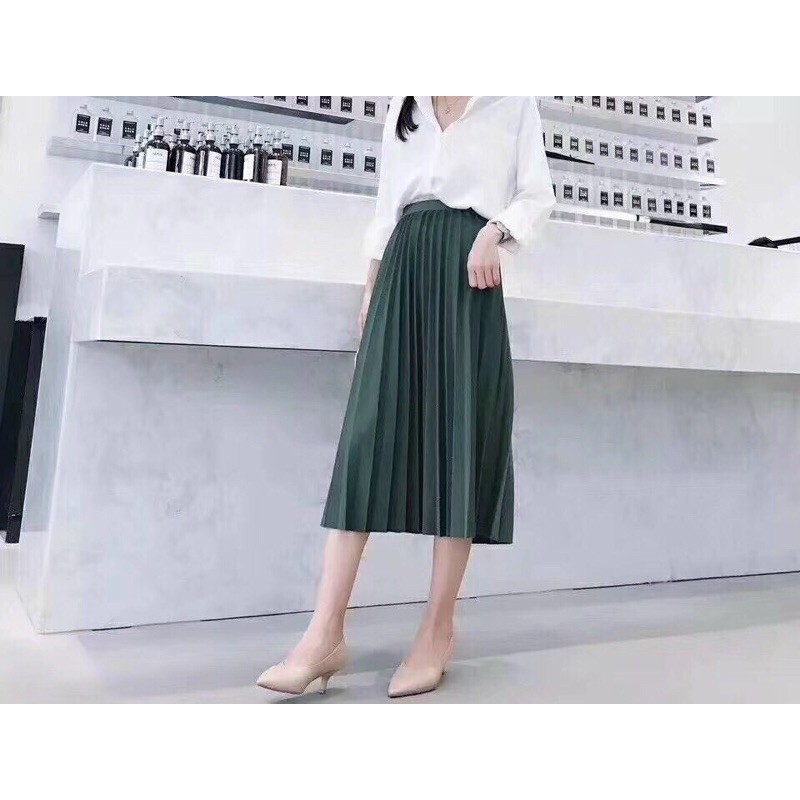 Chân váy midi ánh nhũ xếp li | BigBuy360 - bigbuy360.vn