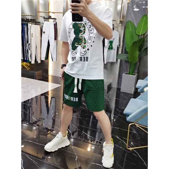 Bộ Đồ Thể Thao Áo Thun Cổ Tròn Dáng Rộng In Hình Gấu Thiết Kế Thoải Mái Cho Nam