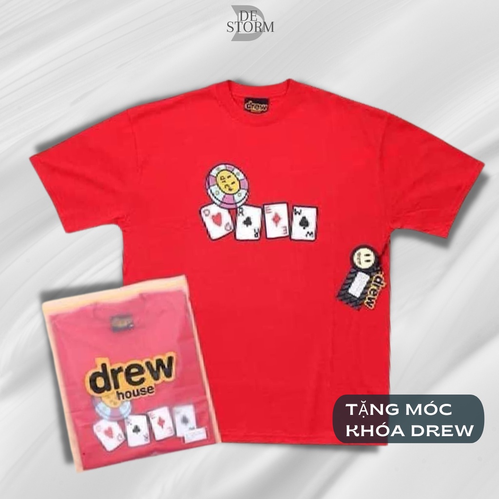 Áo Drew thun cotton 2 chiều, áo nam nữ unisex tay lỡ cổ tròn Drew lá bài - DE STORM