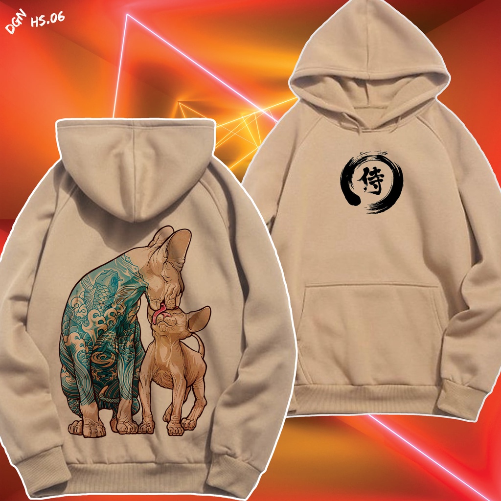 Hoodie áo khoác mèo Nhật màu kem nỉ bông giá tốt HS.06
