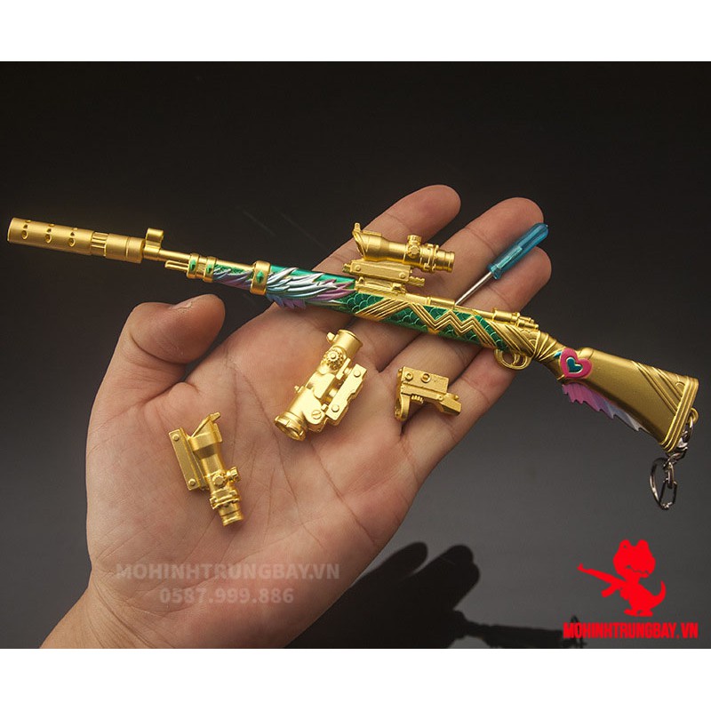 Mô Hình PUBG Kar98 Skin Rồng Biển Tặng Kèm 4 Scope Và Kệ Trưng Bày 19cm