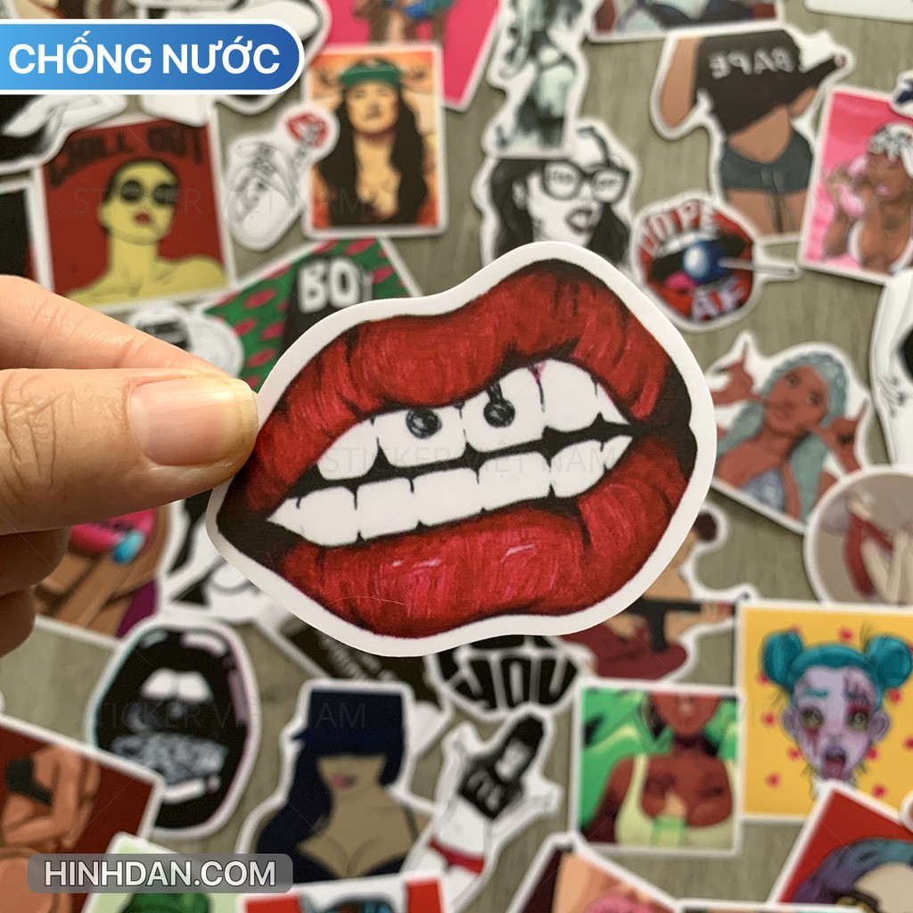 Sticker BAD GIRLS chống nước dán nón bảo hiểm, laptop, vali, đàn guitar