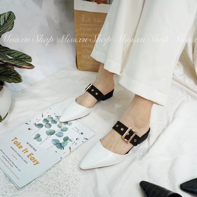 Giày sục nữ mũi nhọn cài khoen 2cm thời trang MYSS - SU50