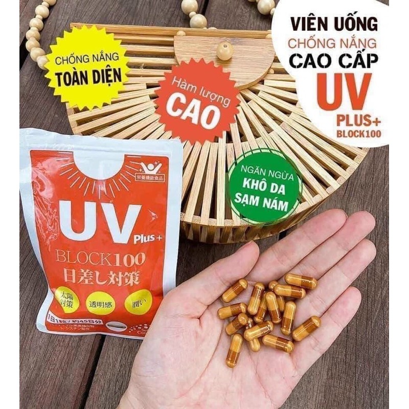 Viên chống nắng UV Plus+ Block 100 Nhật Bản 45 viên