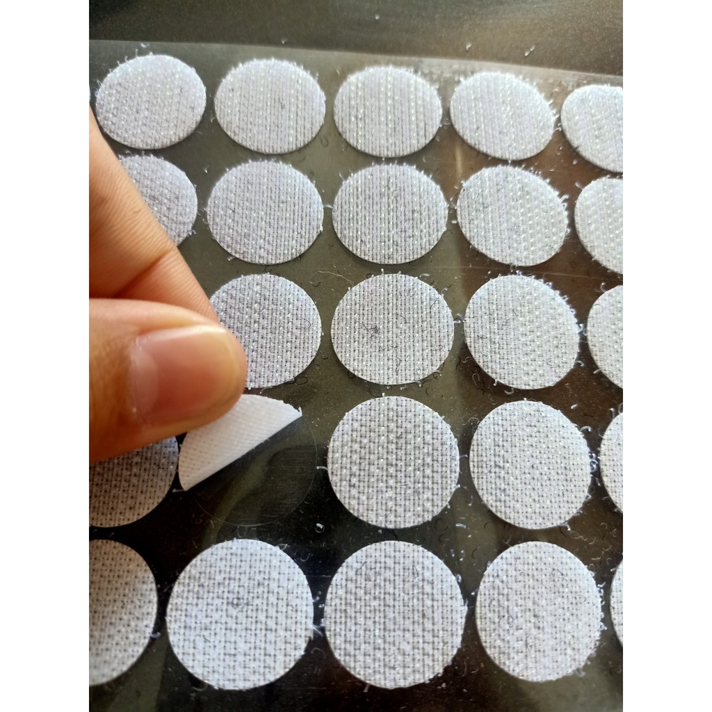 Velcro Tròn, Băng gai dính, khóa nhám,có sẵn keo dán,Hình Tròn Màu Trắng.