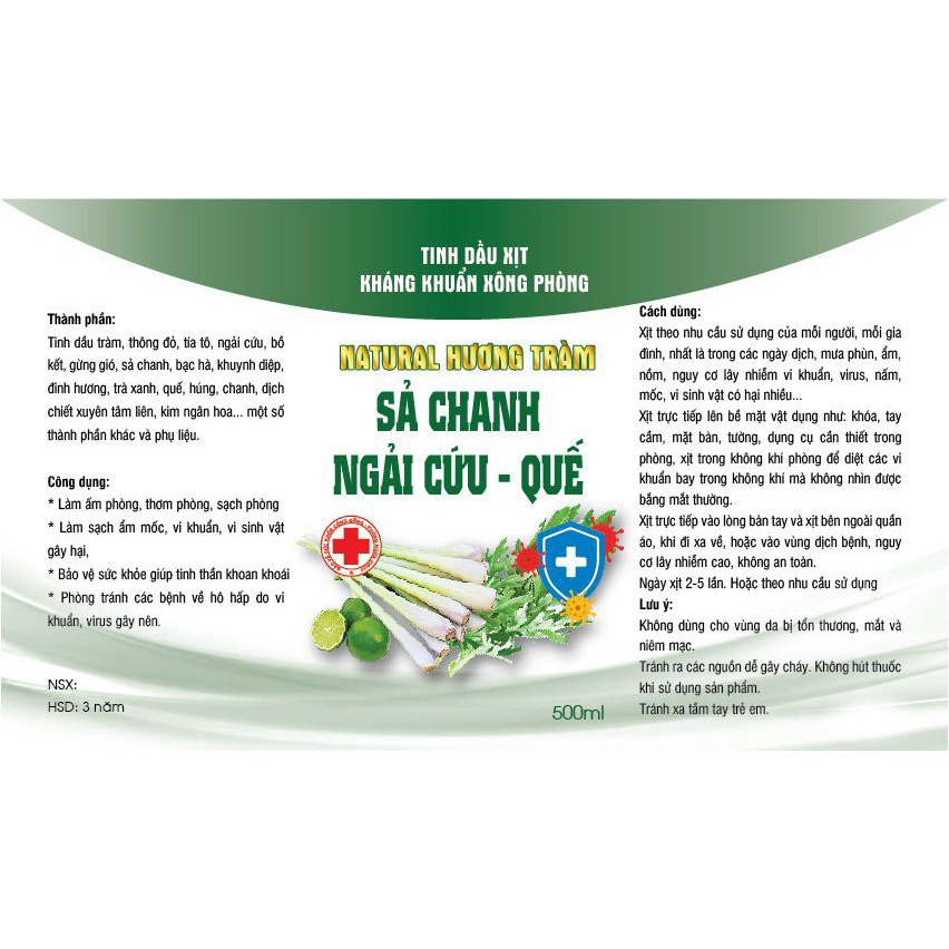 Tinh Dầu Xịt Kháng Khuẩn Xông Phòng 500ml Hương Tự Nhiên - Nhiều Mùi