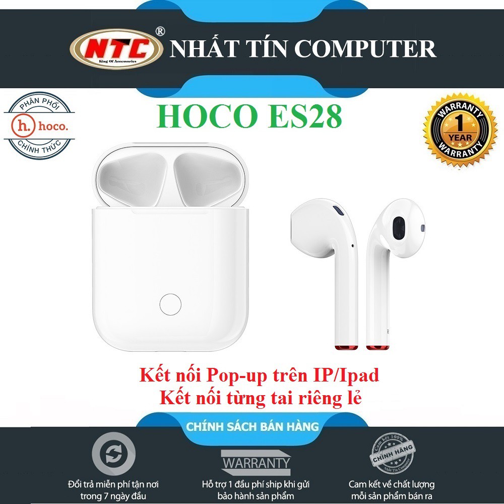 Tai nghe bluetooth đôi (True Wireless) Hoco ES28 Original series V5.0 (Trắng) - Hàng chính hãng