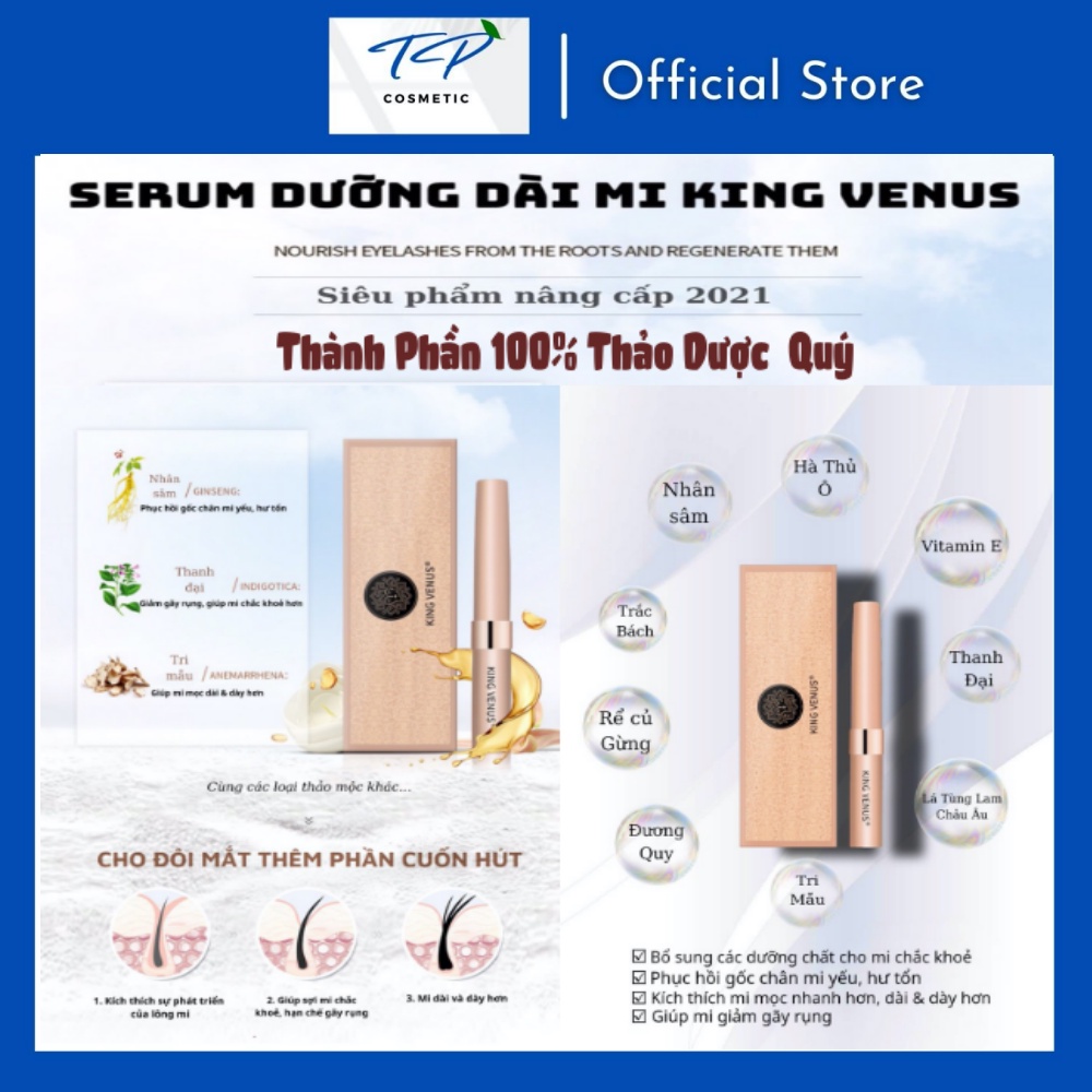 Serum Dưỡng Mi KING VENUS: Dưỡng lông mi lông mày dài, rậm tự nhiên.