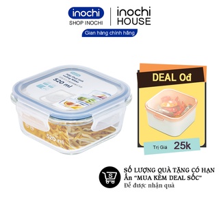 Hộp Thuỷ Tinh Vuông 520ml Đựng Thực Phẩm Nikko INOCHI Đựng Đồ Ăn Thức Ăn Bảo Quản Thực Phẩm