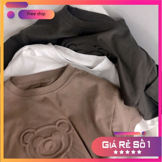 AP07-Áo Phông Ngắn Tay Cotton In Gấu Nổi Phong Cách Hàn Quốc Cho Bé Trai Bé Gái  Song Ngư Kids