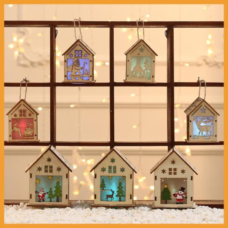 Mô hình nhà làm từ gỗ trang trí giáng sinh dễ thương