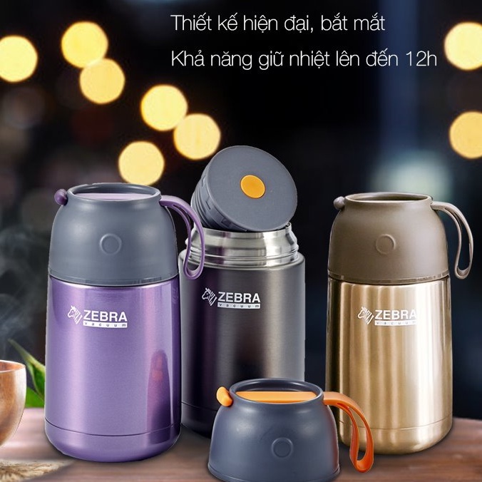 Bình giữ nhiệt ,ủ cháo zebra 650ml Thái Lan cao cấp-123006- 8 màu