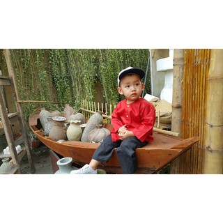 Bộ Bà Ba Cho Bé Màu Đỏ (size đến 45kg)(Tặng kèm Khăn rằn)