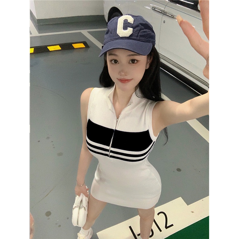 Cocory vn Đầm Mini Dáng Ôm Họa Tiết Kẻ Sọc Thời Trang Mùa Hè Quyến Rũ Cho Nữ