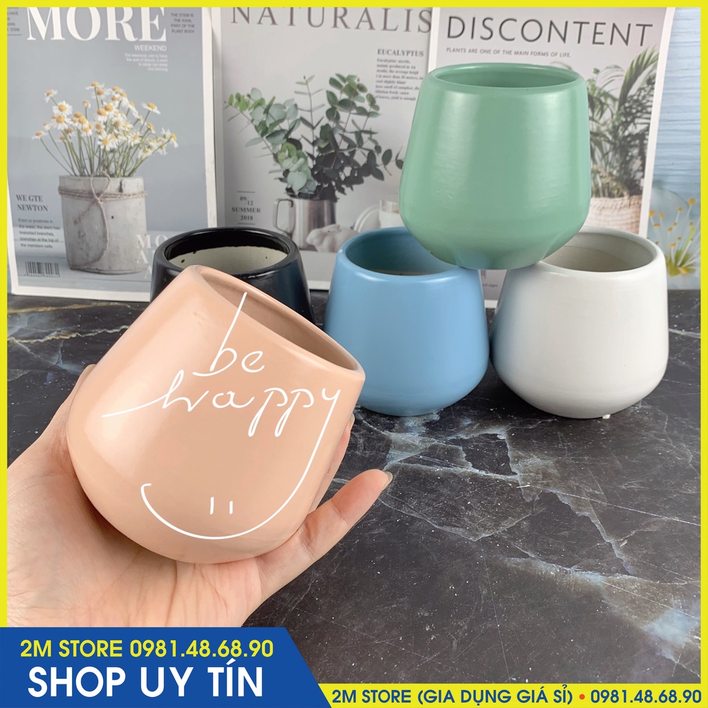Chậu Sứ MINI Bát Tràng Trồng Cây Cảnh, Sen Đá, Xương Rồng Kiểu Trụ Tròn Loe Đáy Cao 8.3cm