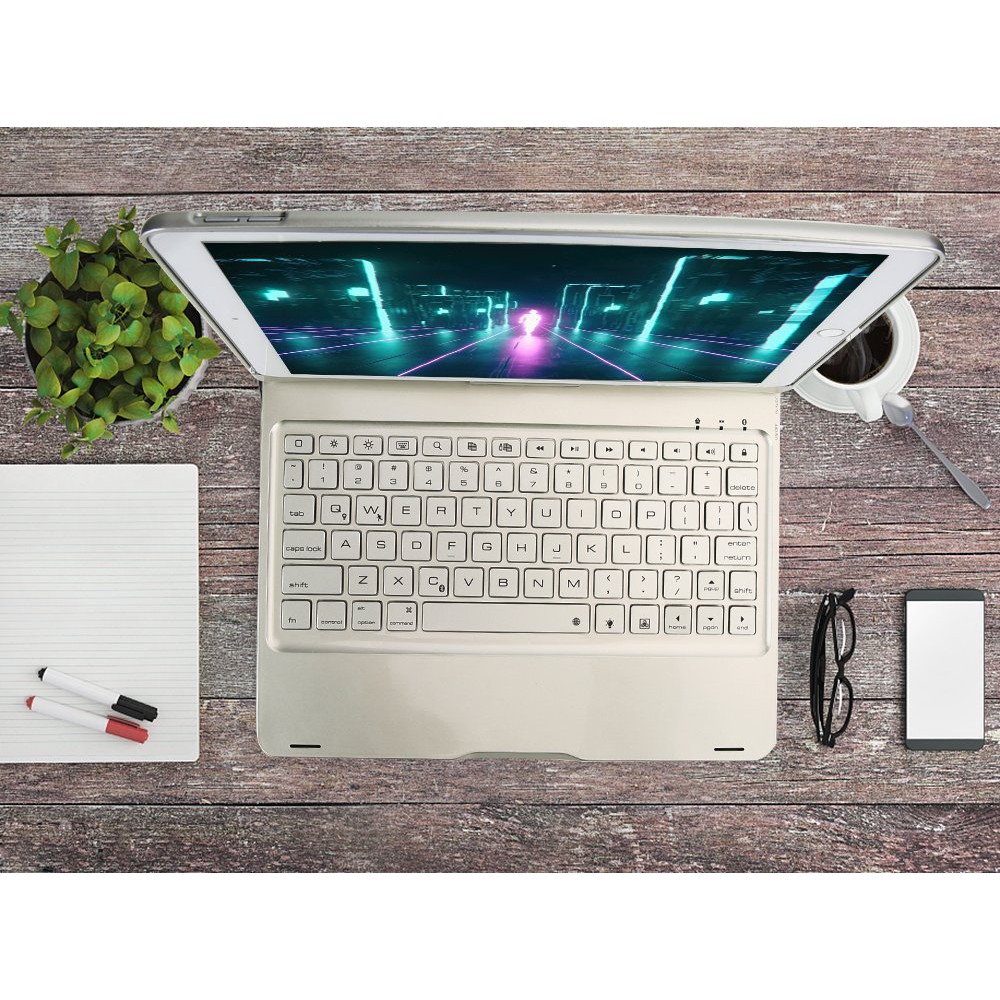 Bàn phím Bluetooth kiêm ốp lưng F360 cho iPad Pro 10.5'' xoay 360 độ (bạc)