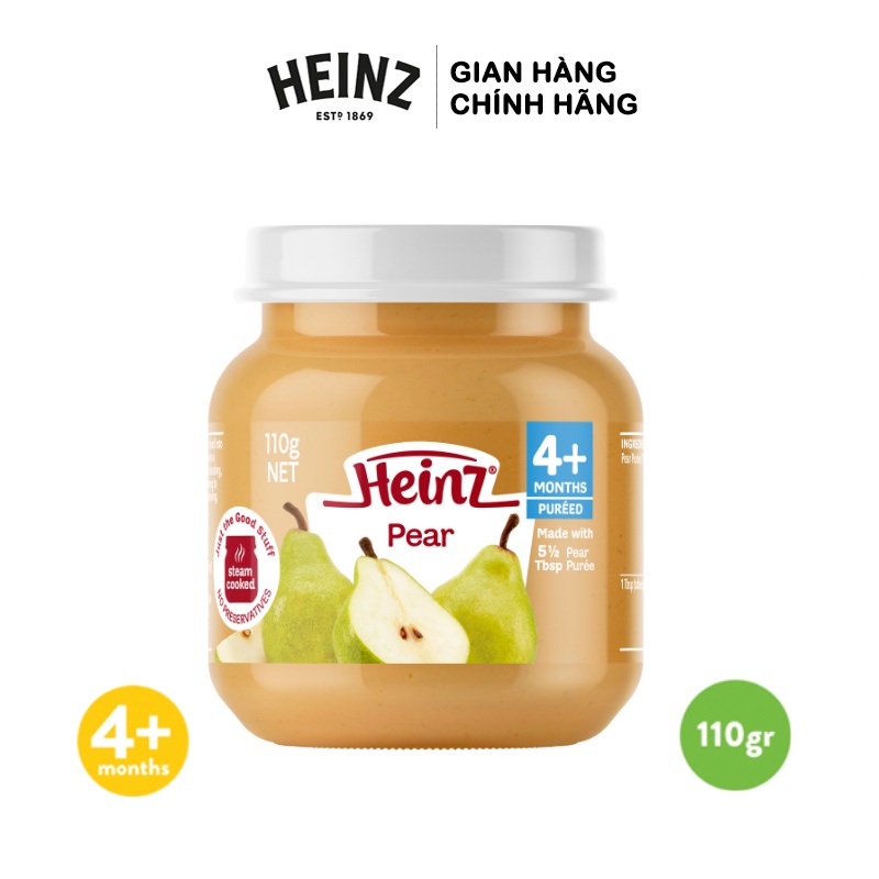 Dinh Dưỡng Đóng Lọ Lê Nghiền HEINZ 110g (Date 18/08/2022) + Tặng 1 Hũ Táo Xoài 110g (Date T07/2022)