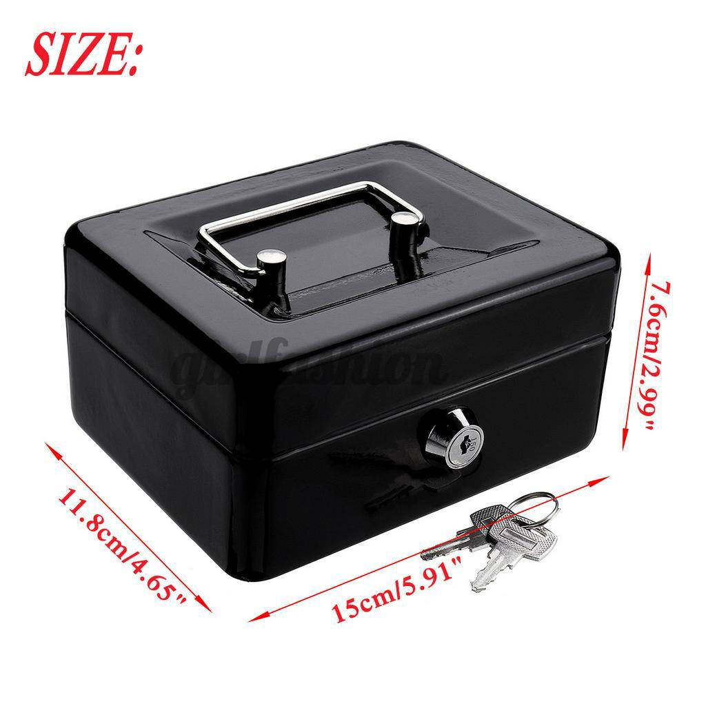 Mini Portable Sturdy Metal Cash/Money Box Organiser/Coins/Keys/Lock Deposit