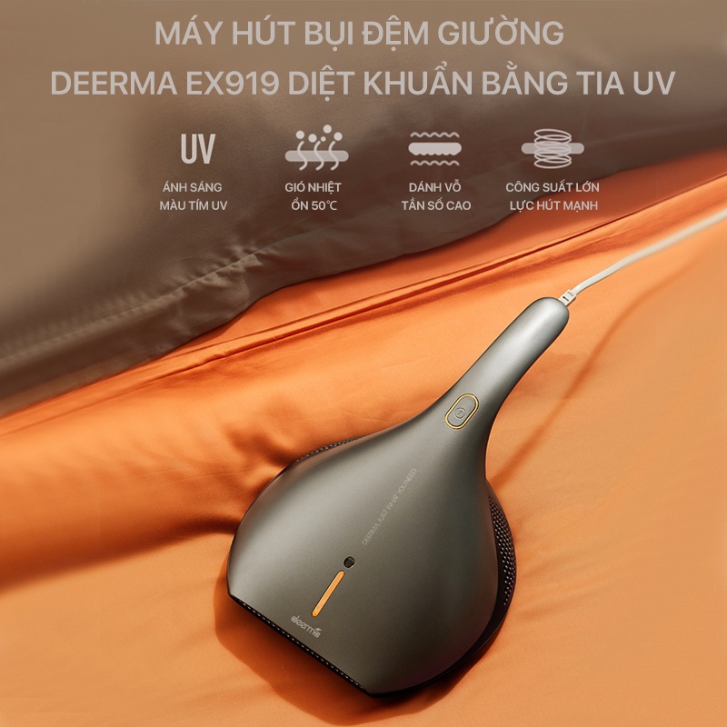 [Mã ELHA22 giảm 6% đơn 300K] Máy hút bụi diệt khuẩn UV gối đệm giường Deerma EX919 làm sạch giường tiện lợi