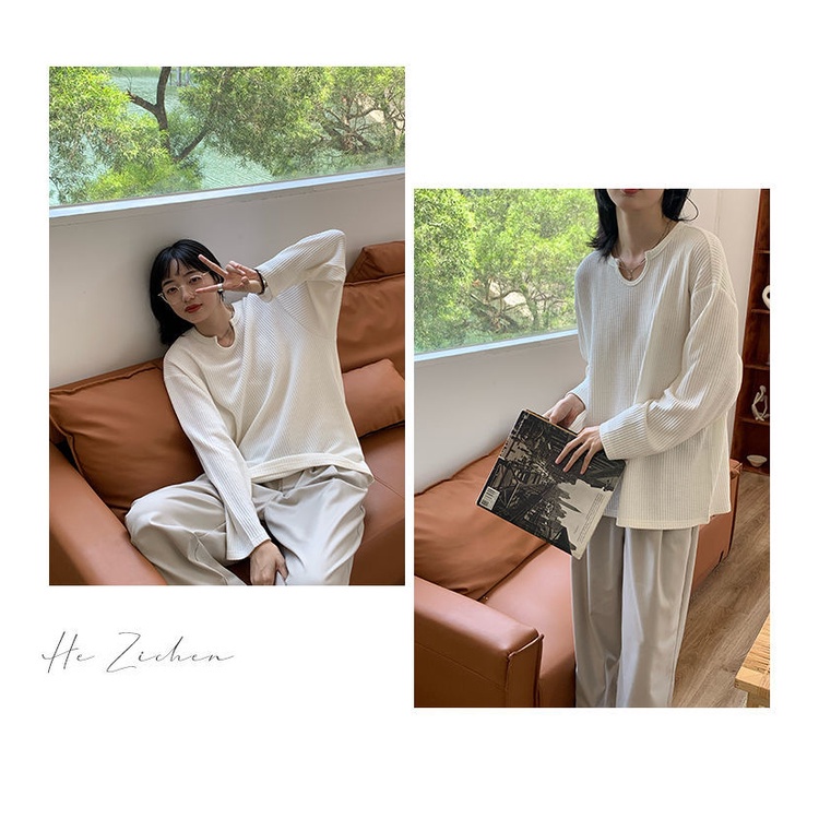 Áo thun dài tay cổ chữ u thiết kế mới thời trang dành cho nữ