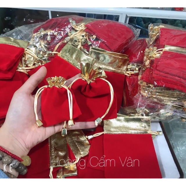 5 Túi nhung đỏ đựng trang sức