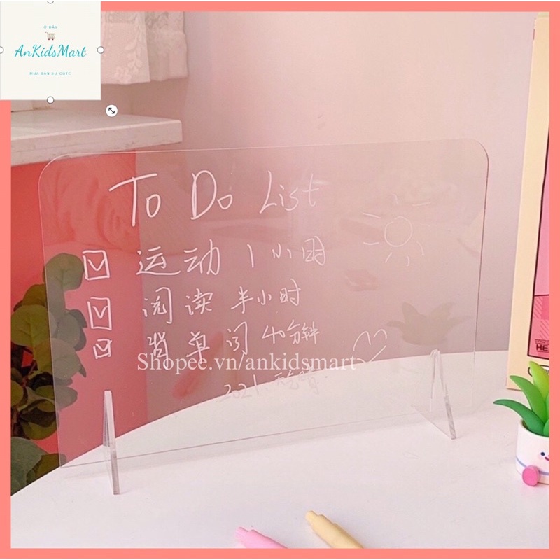 Bảng ghi chú acrylic trong suốt tặng kèm bút