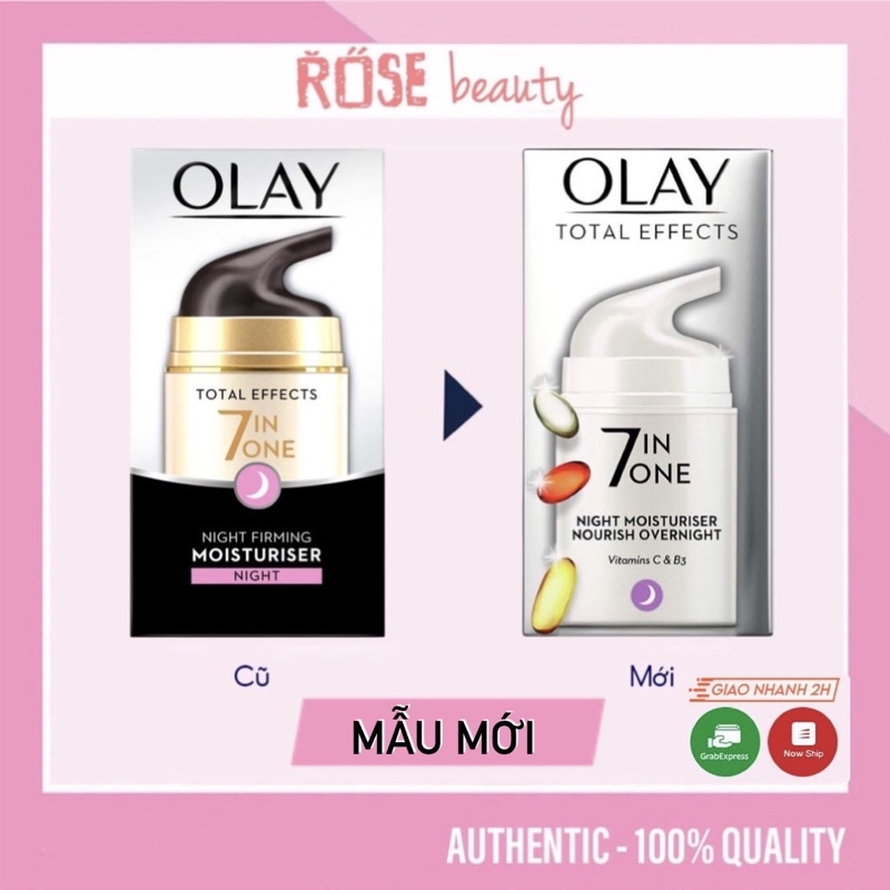 Kem dưỡng ẩm Olay Total Effects 7 In 1 Night cream chống lão hóa mềm mịn da 50ml - RoseBeauty