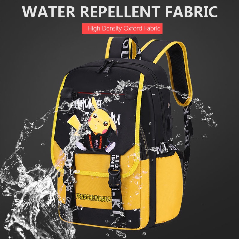 Ba Lô Đi Học/Du Lịch In Hình Pikachu Đáng Yêu Có Sức Chứa Lớn Cho Bé Lớp 1st-6
