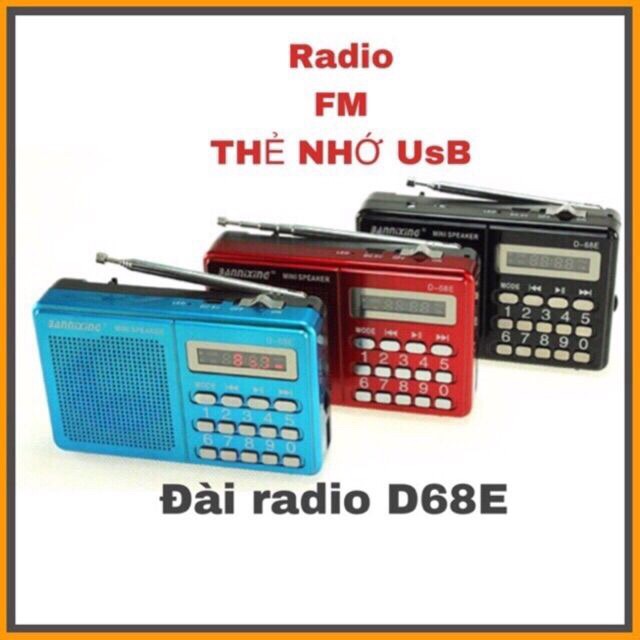 ĐÀI Radio FM Thẻ Nhớ Usb D68 E bảo hành 6 tháng đổi mới