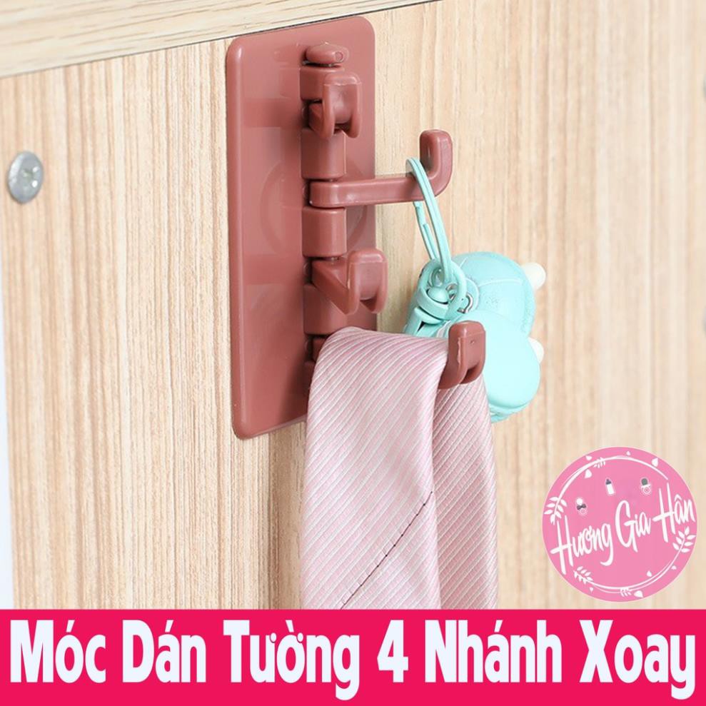 Móc Dán Siêu Chắc Xoay 4 Nhánh Treo Chìa Khóa, Đồ Dùng Nhà Tắm [Thanh Mai Shop]