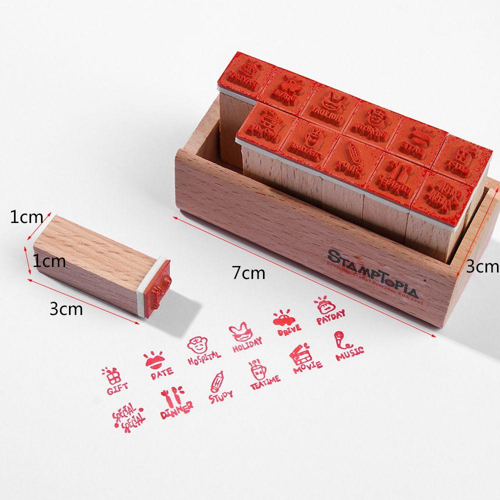 Set 12 Con Dấu Gỗ Trang Trí Sổ Lưu Niệm