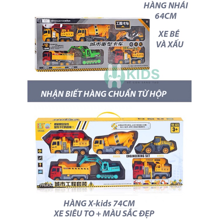 Set 6 xe xây dựng công trình, xe cứ hỏa, cứu hộ thành phố, xe vệ sinh môi trường, xe cảnh sát, xe quân sự chạy đà cỡ lớn