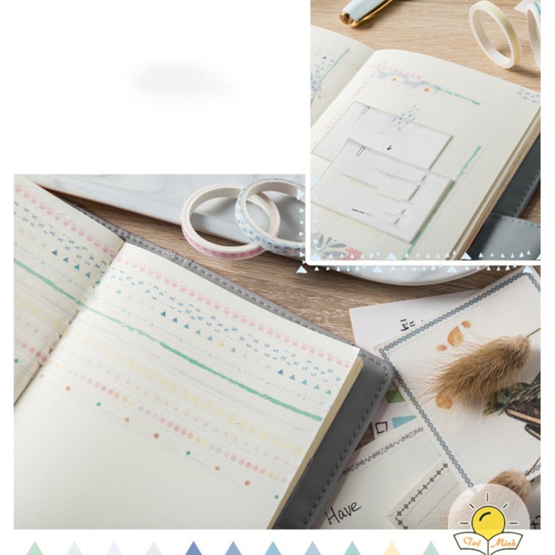 Set 10 cuộn washi tape dễ thương dán sổ tay, bullet journal nhiều mẫu WA06