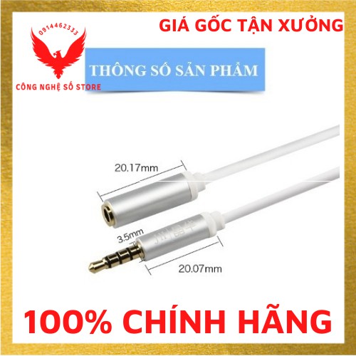 Dây nối dài 2m kết nối video, audio, livestream, dây nối dài tai nghe chuẩn 3.5mm chính hãng JHI.