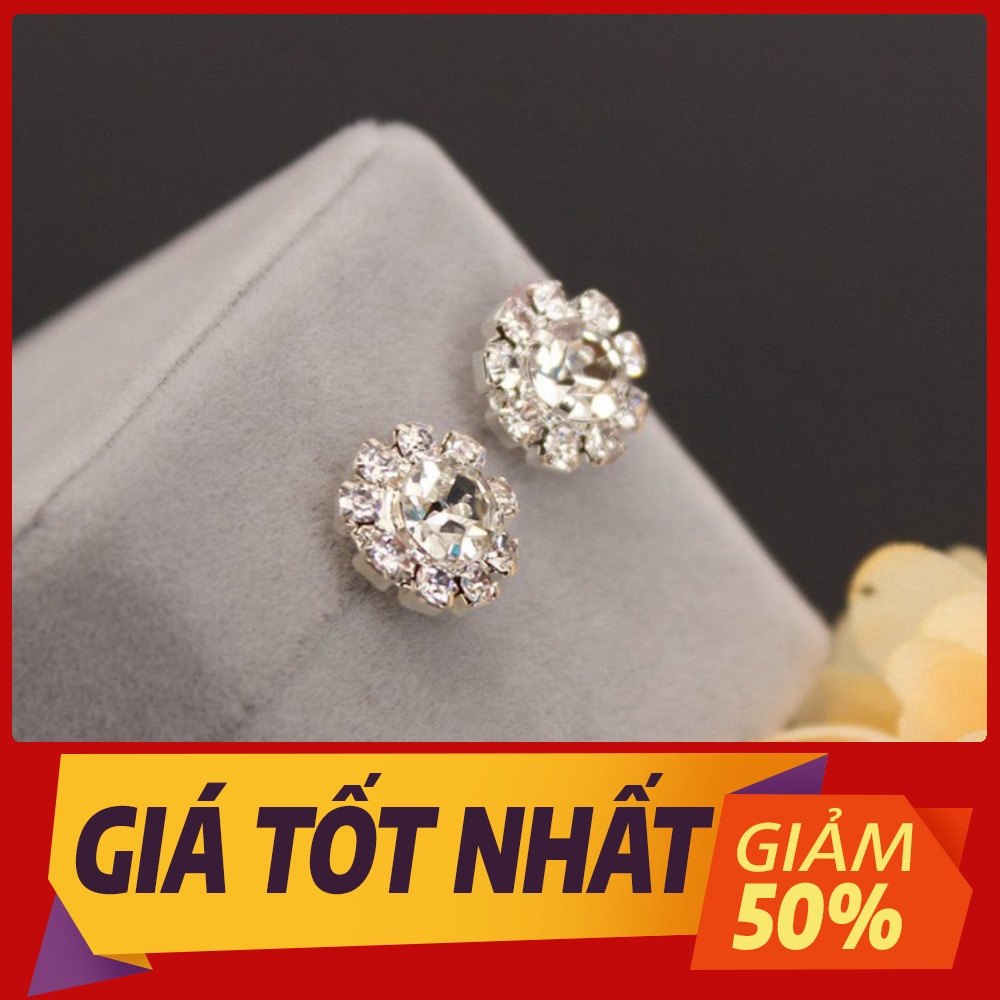 Khuyên tai hoa hướng dương đính đá Zircon phong cách Hàn Quốc