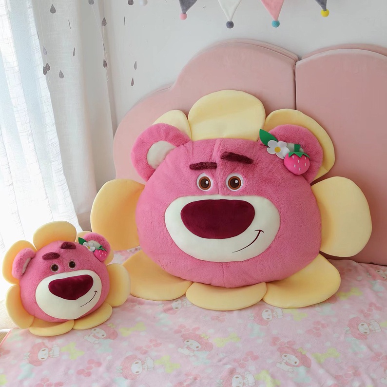 💝💘Phụ kiện xe hơi Lotso gấu dễ thương Đệm cổ, Disney Strawberry Bear Đồ chơi sang trọng Lotso nhồi bông xe hơi sang trọng Gối hoạt hình Ném gối đệm