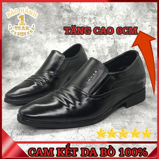 Giày Công Sở Nam Da Bò Độn Đế 6cm Bảo Hành 12 Tháng