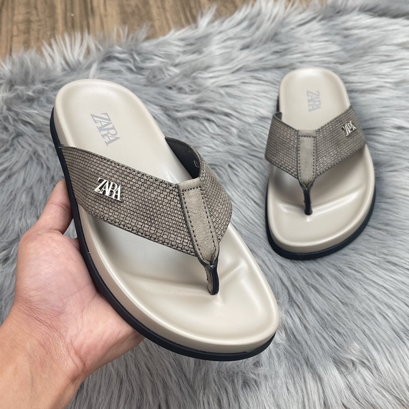 Dép kẹp Da Cao cấp Dép xỏ ngón in hoạ tiết dập vân đế cao su