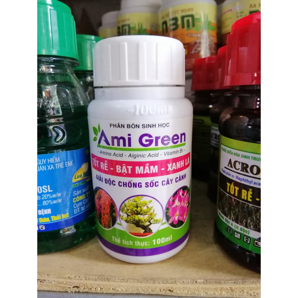 Phân bón sinh học AMI GREEN giải độc cây trồng. Tốt rễ, bật mầm, xanh lá