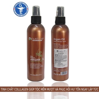 Xịt dưỡng mềm mượt tóc, phục hồi tóc nhanh chống DEVELOP Argan oil 250ml - Nhập khẩu Ý