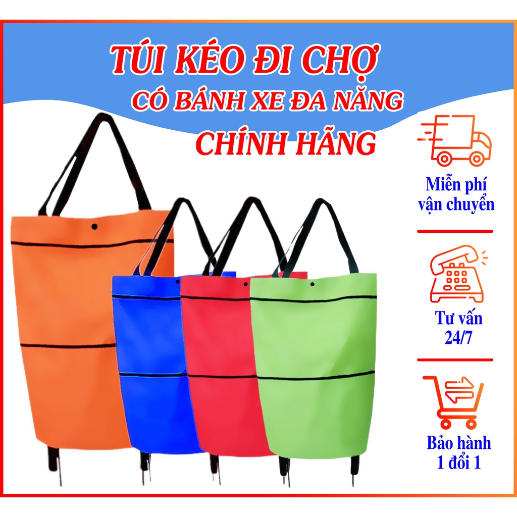 Túi Kéo Đi Chợ Có Bánh Xe- Mở Rộng & Gấp Gọn 2 Lớp Tiện Dụng Nội Trợ