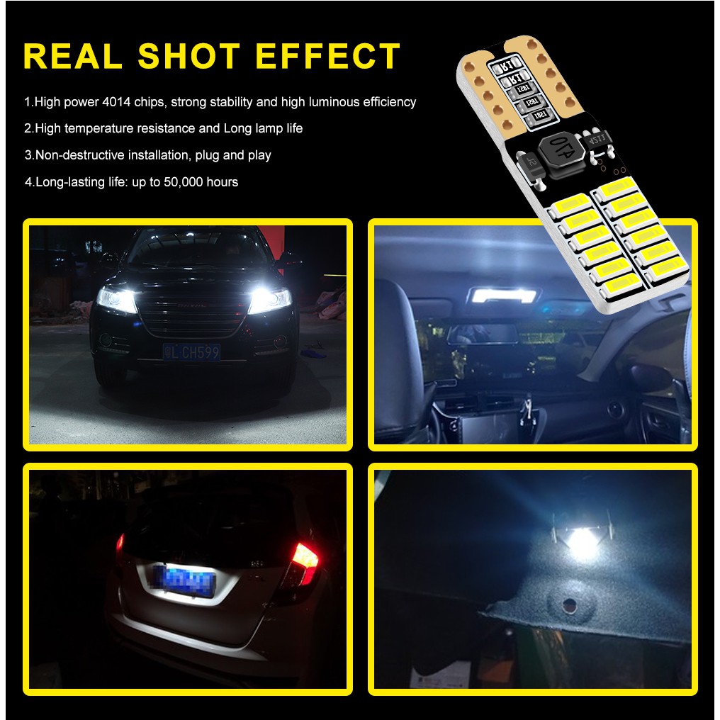 1 cái T10 24SMD W5W 194 168 4014 Auto Wedge Đậu xe Bóng đèn thông thủy Đèn Giấy phép Tấm Ánh sáng Nội thất Ánh sáng Nội thất Cho Đèn LED Xe hơi