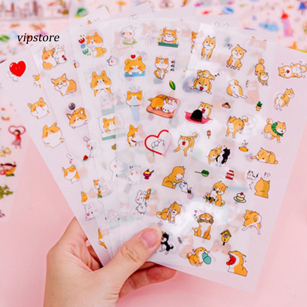 Set 6 Sticker dán trang trí cho album ảnh sách và tường họa tiết trẻ em và chó hoạt hình