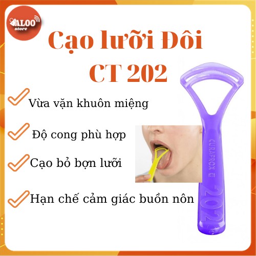 Cạo lưỡi Curaprox CT 202 thiết kế 2 nấc sạch bợn chống nôn chống vi khuẩn