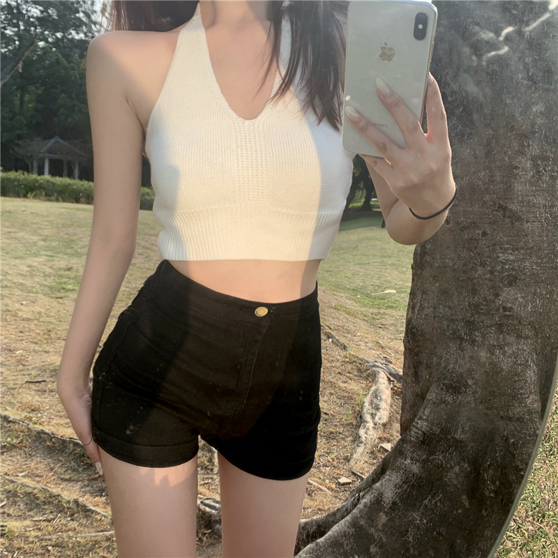 Áo croptop ba lỗ COZOKC dệt kim thiết kế đơn giản quyến rũ cho nữ